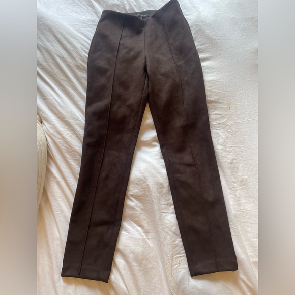 Brown Suede WORN 1X Banana Republic 00P Skinny Tailored Stretch Pants 🍁🍂 - Picture 8 of 14